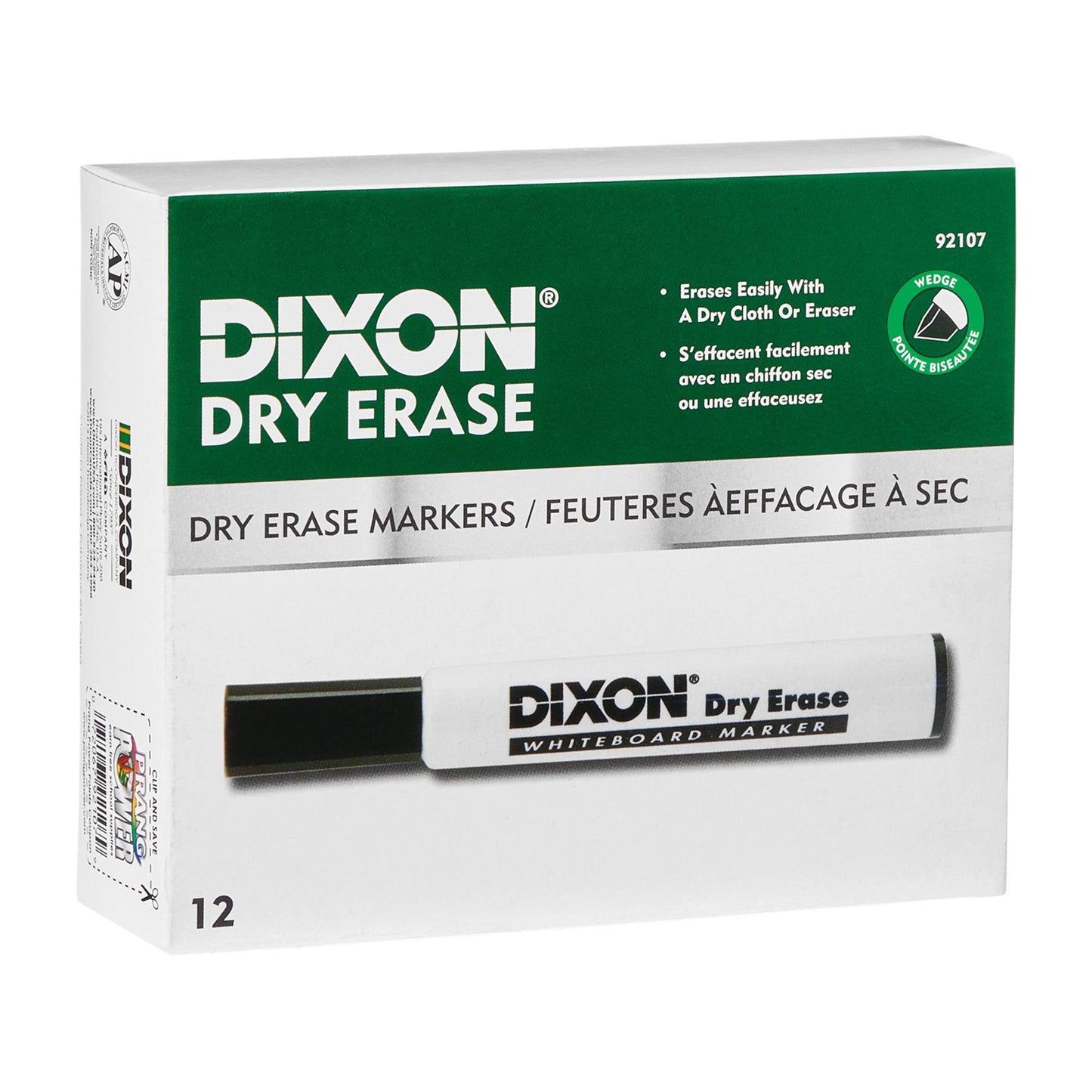 Dry Erase Markers Wedge Tip, Black, Pack of 12 - Loomini