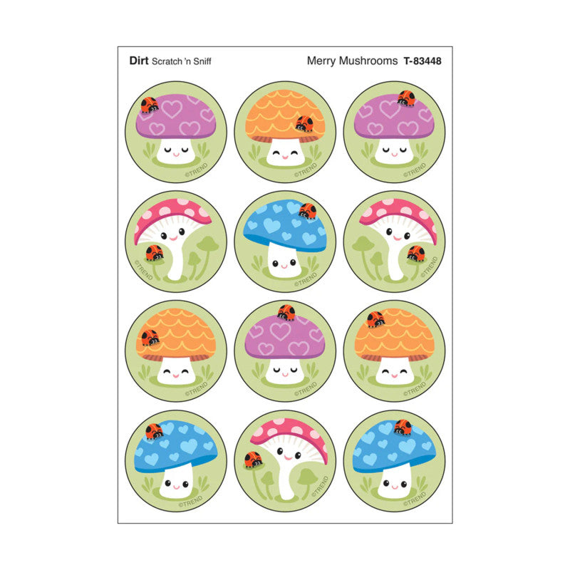 Merry Mushrooms, Dirt scent Scratch 'n Sniff Stinky Stickers®, Pack of 48