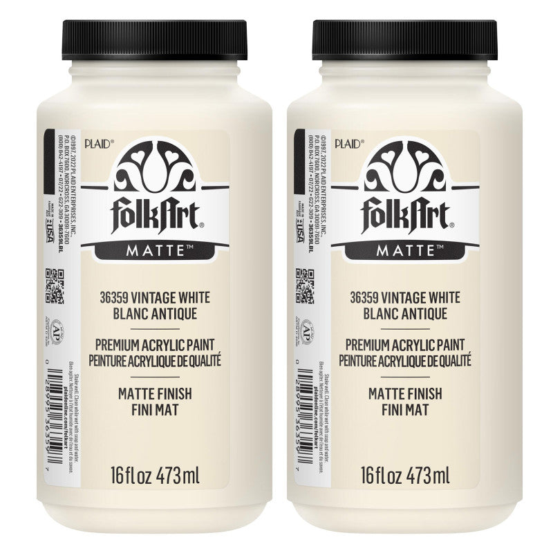 Acrylic Paint Matte, 16oz., Vintage White, Pack of 2