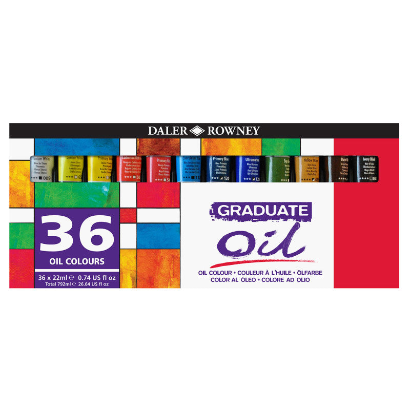 Graduate Oil Paint Set, Assorted Colors, 22ml, 36 Pieces
