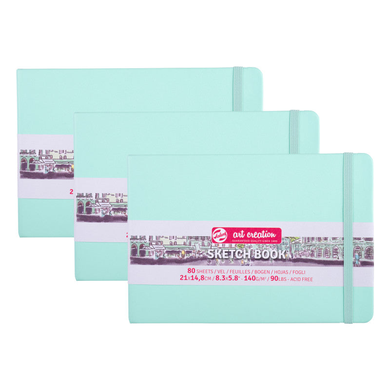 Sketchbook, 80 Sheets, 90lbs, Fresh Mint Cover, 8.3" x 5.8" (A5), Pack of 3