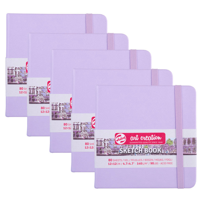 Sketchbook, 80 Sheets, 90lbs, Pastel Violet Cover, 4.7" x 4.7", Pack of 5