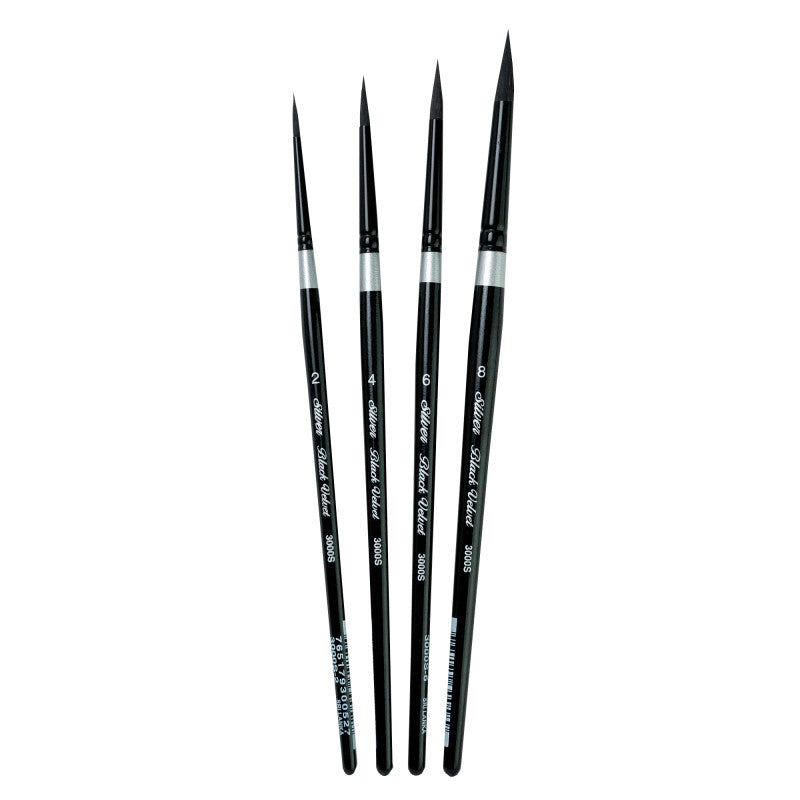 Black Velvet Medium Round Brushes, Set of 4