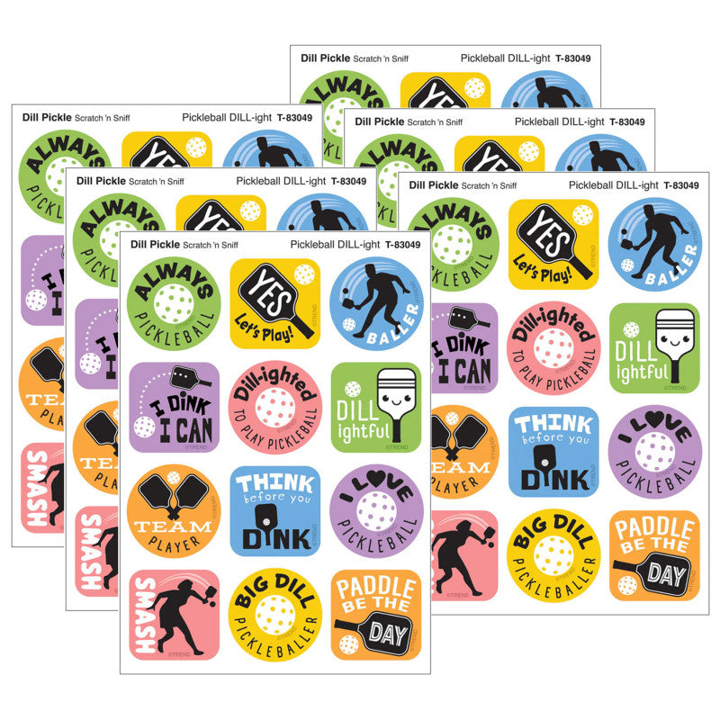 Pickleball Pride, Dill Pickle Scent Scratch 'n Sniff Stinky Stickers®, 48 Per Pack, 6 Packs