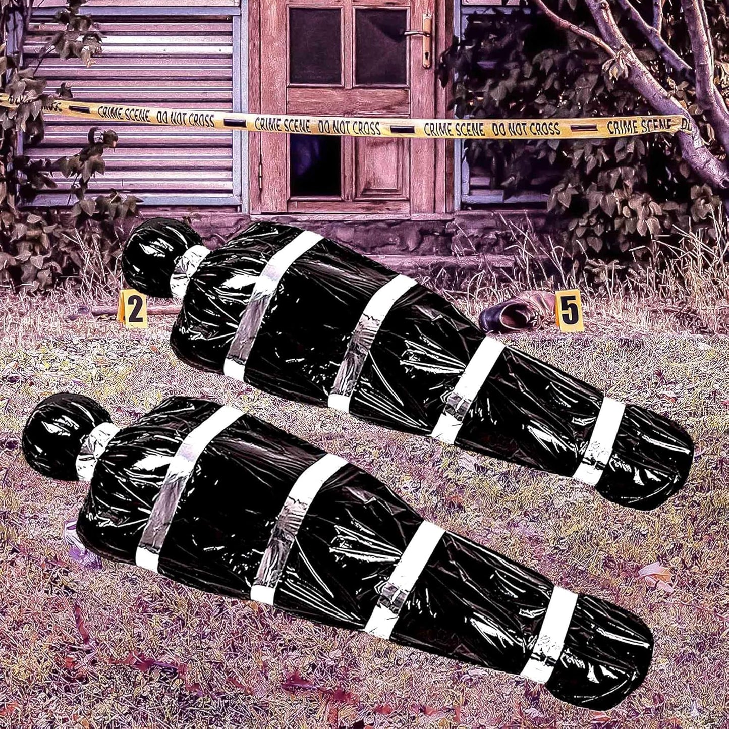 2Pack Halloween Body Bag Corpse Decorations Dead Corpse 60 Inch Outdoor Hanging Death Victim Props Decorations Scary Fake Body Bag Indoor Outdoor Coffin Props Creepy Decor Haunted House Decorations