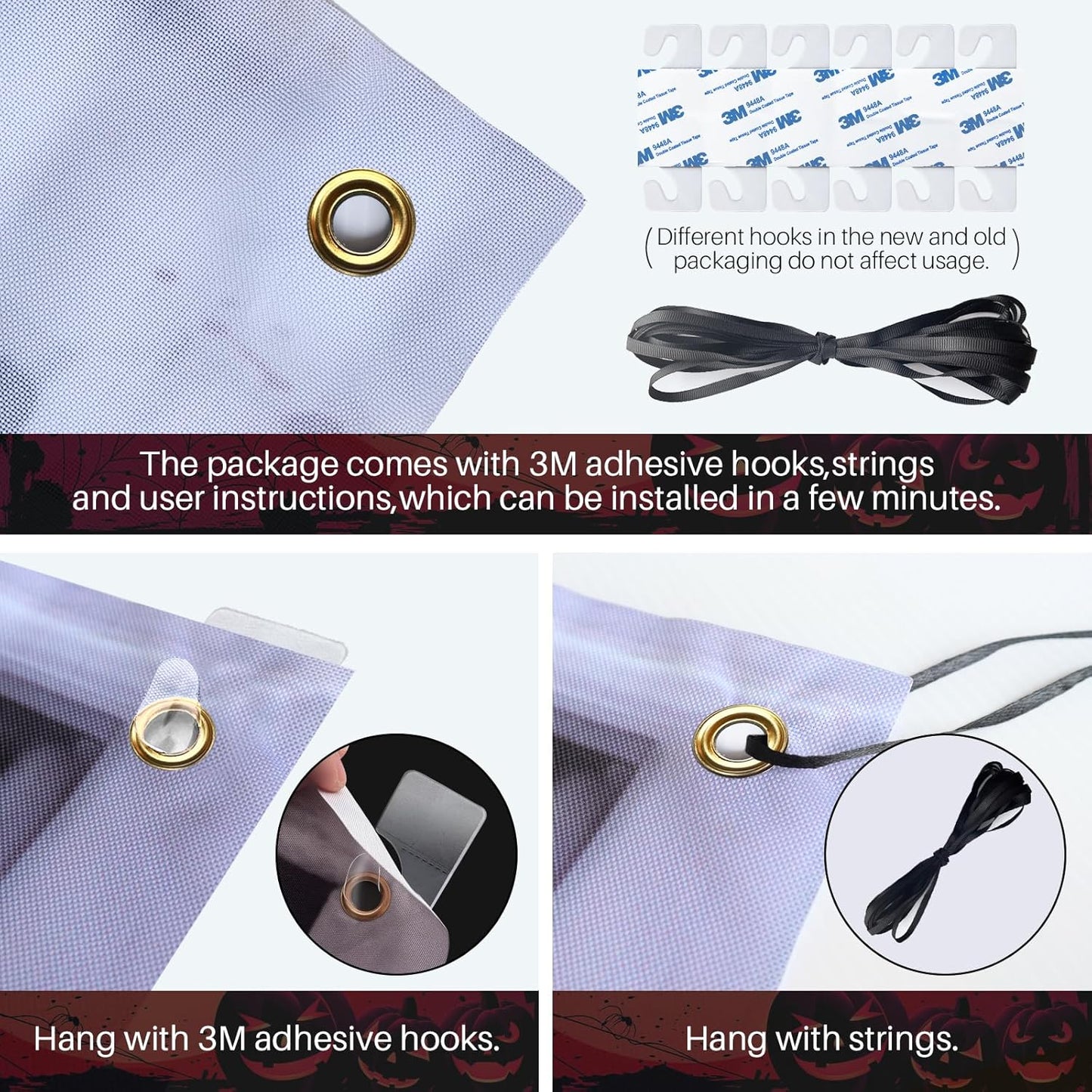 2 Pack of Halloween Female Ghost Curtain, Window Door Scary Cover, Halloween Decoration, Party Decors