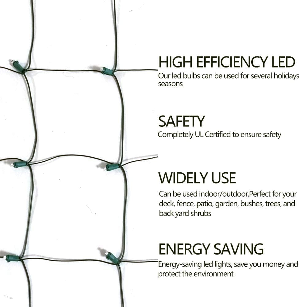 Halloween Lights Outdoor,100Led 5Ftx5Ft Orange Halloween Net Lights with Connectable, Waterproof ,UL Certified and Durable Green Wire Design for Bushes,Shrubs,Halloween Decorations Outdoor(Orange)