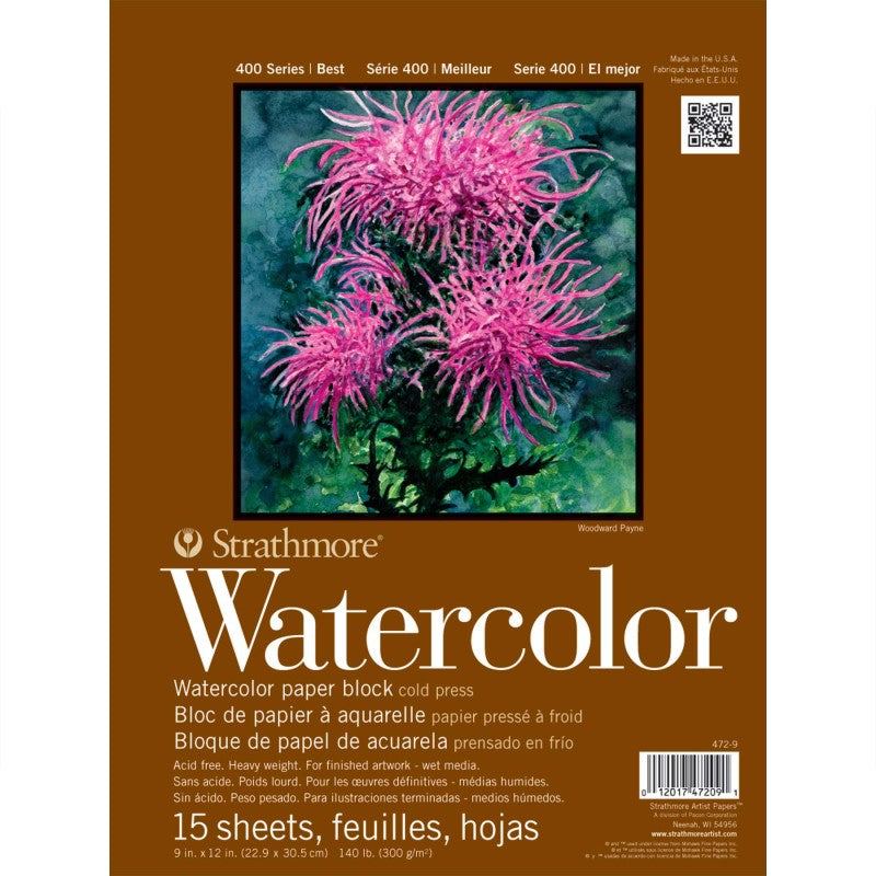 400 Series Watercolor Paper Block, 15 Sheet, 9x12 inch, 1 Count
