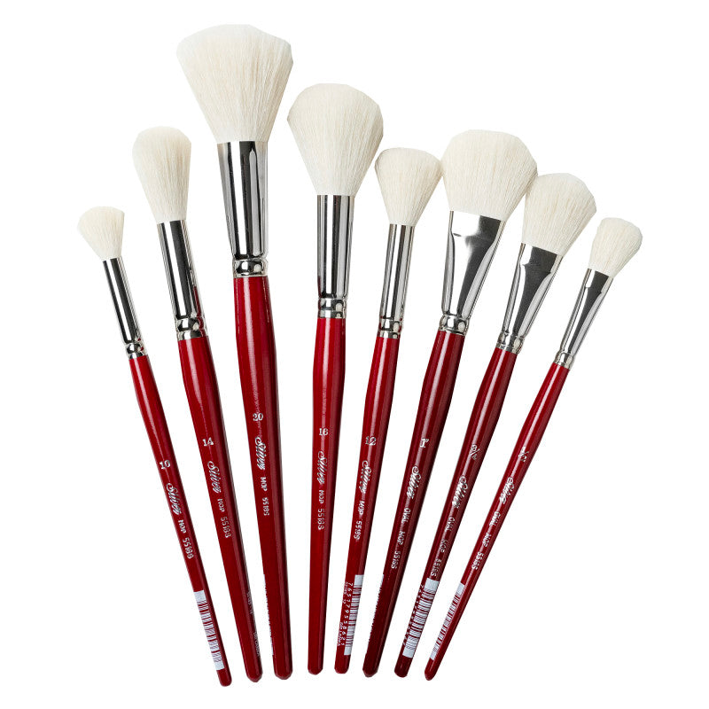 Silver Mops Round and Oval White, 8 Brushes