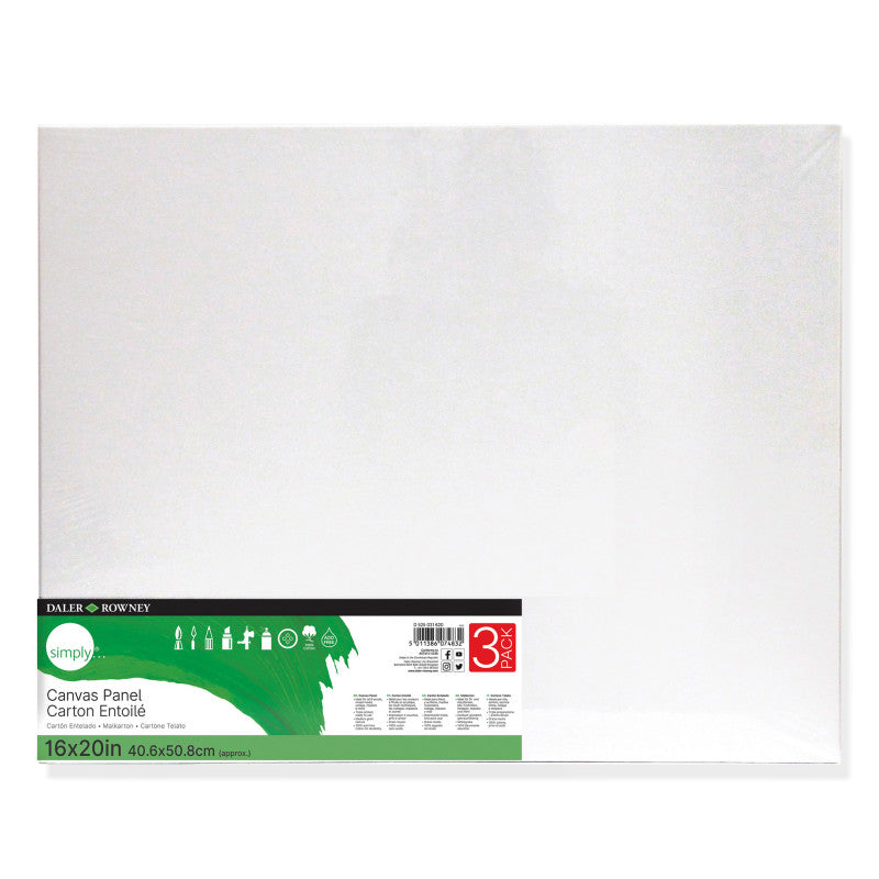 Simply White Canvas Panels Set, 16" x 20", 3-Pack