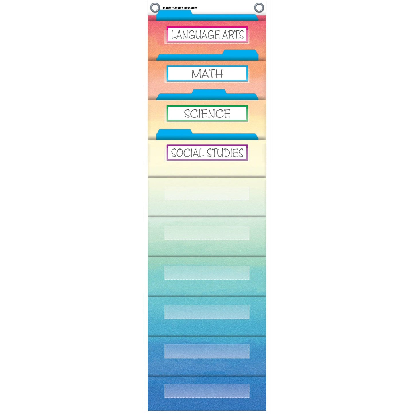 File Storage Pocket Chart, 10 Pockets, Watercolor, 14" x 58" - Loomini