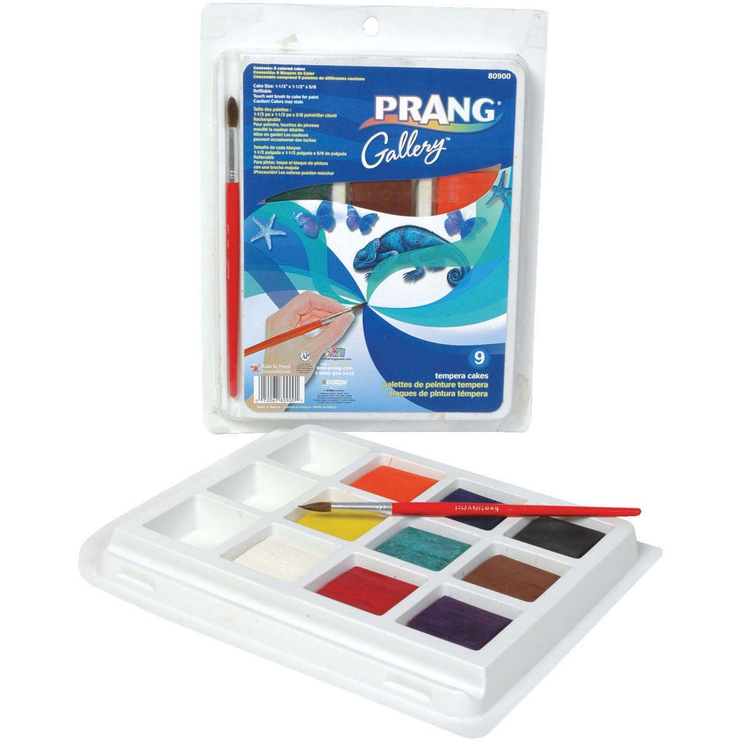 Gallery™ Tempera Cake Set, 9 Colors with Brush - Loomini