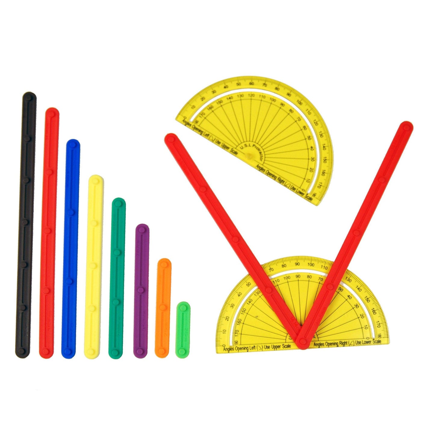 GeoStix Basic Set - 80 Construction Sticks - 24 Activity Cards - 2 Protractors - Loomini