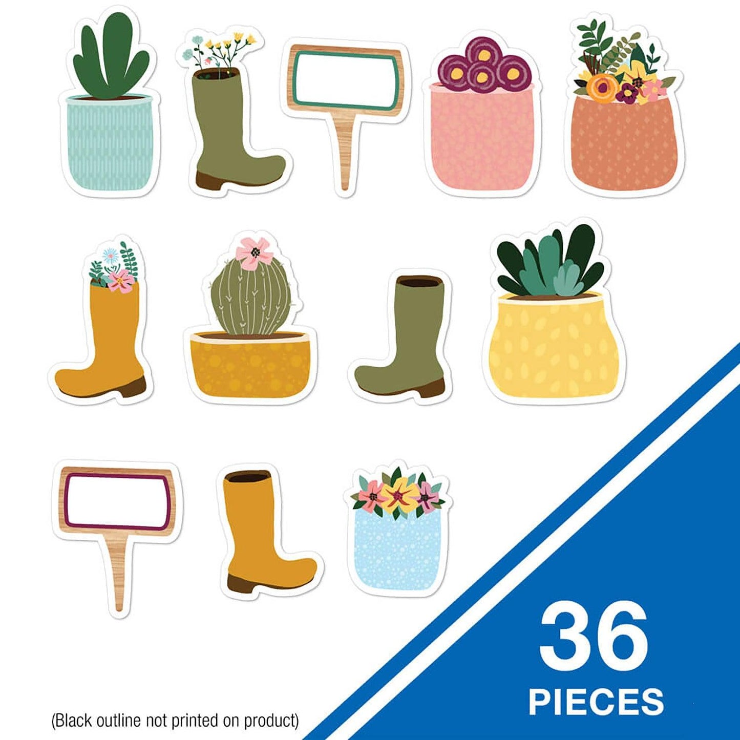 Grow Together Boots, Pots, and Garden Signs Cut-Outs, 36 Per Pack, 3 Packs - Loomini