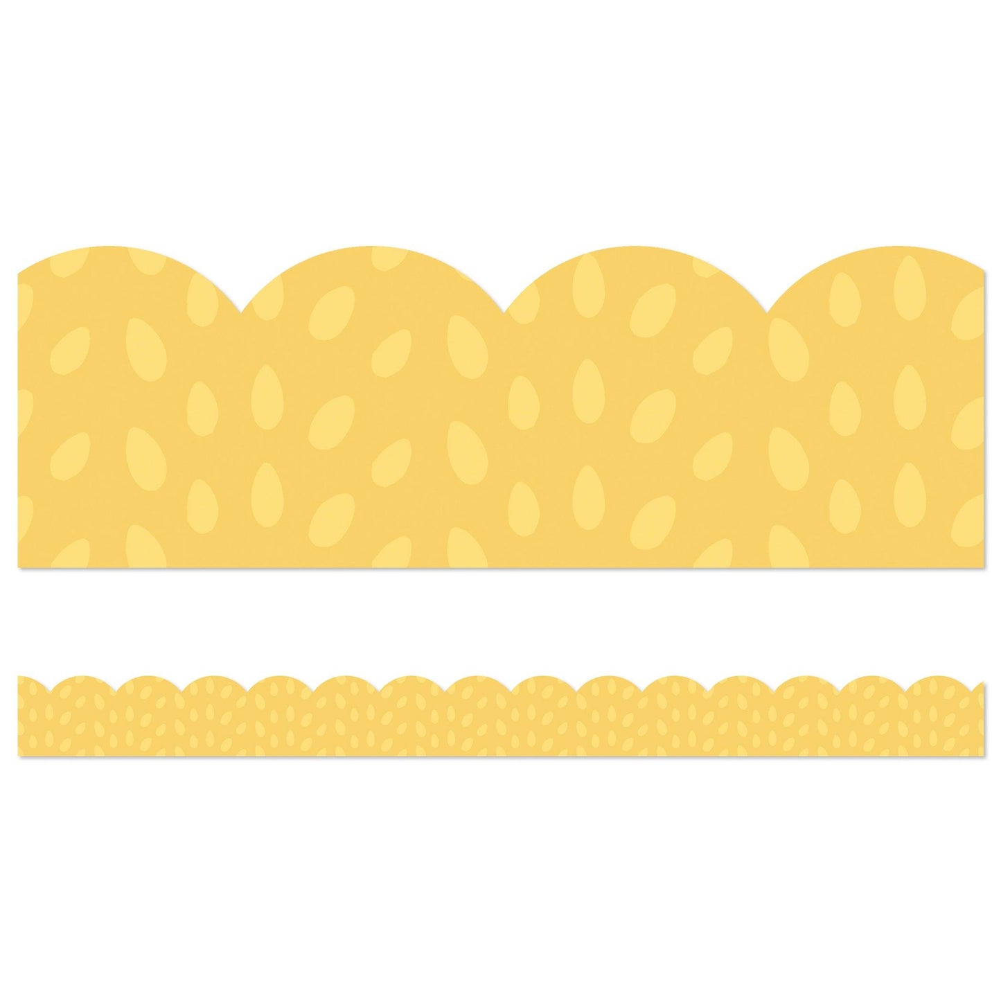 Grow Together Yellow with Painted Dots Scalloped Borders, 39 Feet Per Pack, 6 Packs - Loomini