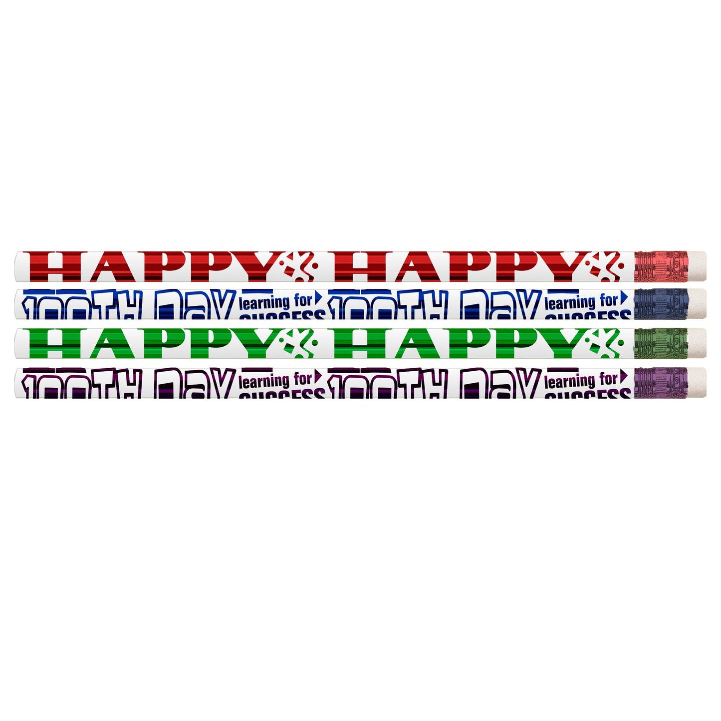 Happy 100th Day Pencils, 12 Per Pack, 12 Packs - Loomini