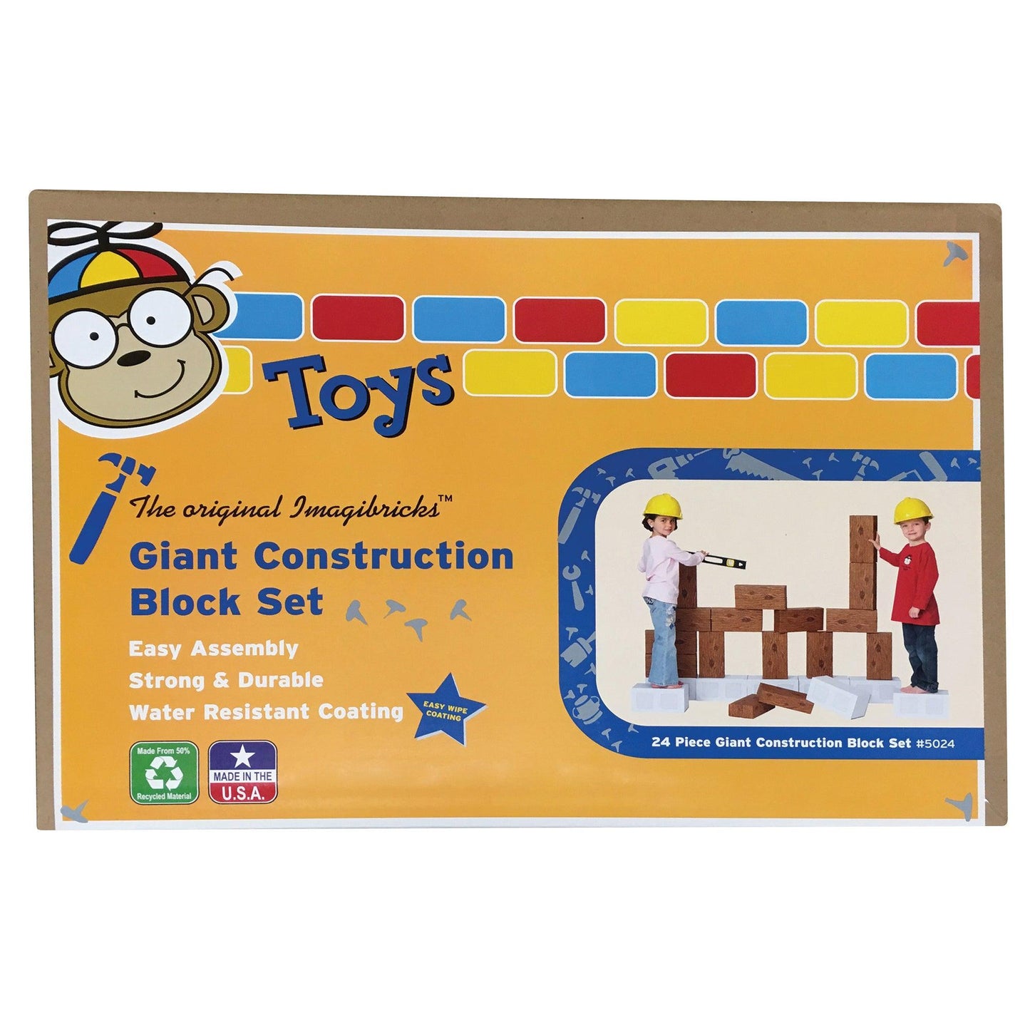 ImagiBRICKS™ Giant Construction Building Block Set, 24 Pieces - Loomini
