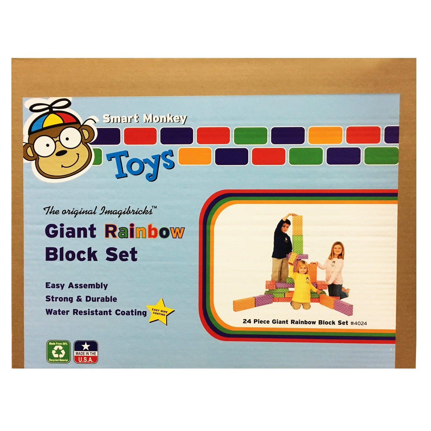 ImagiBRICKS™ Giant Rainbow Building Block Set, 24 Pieces - Loomini