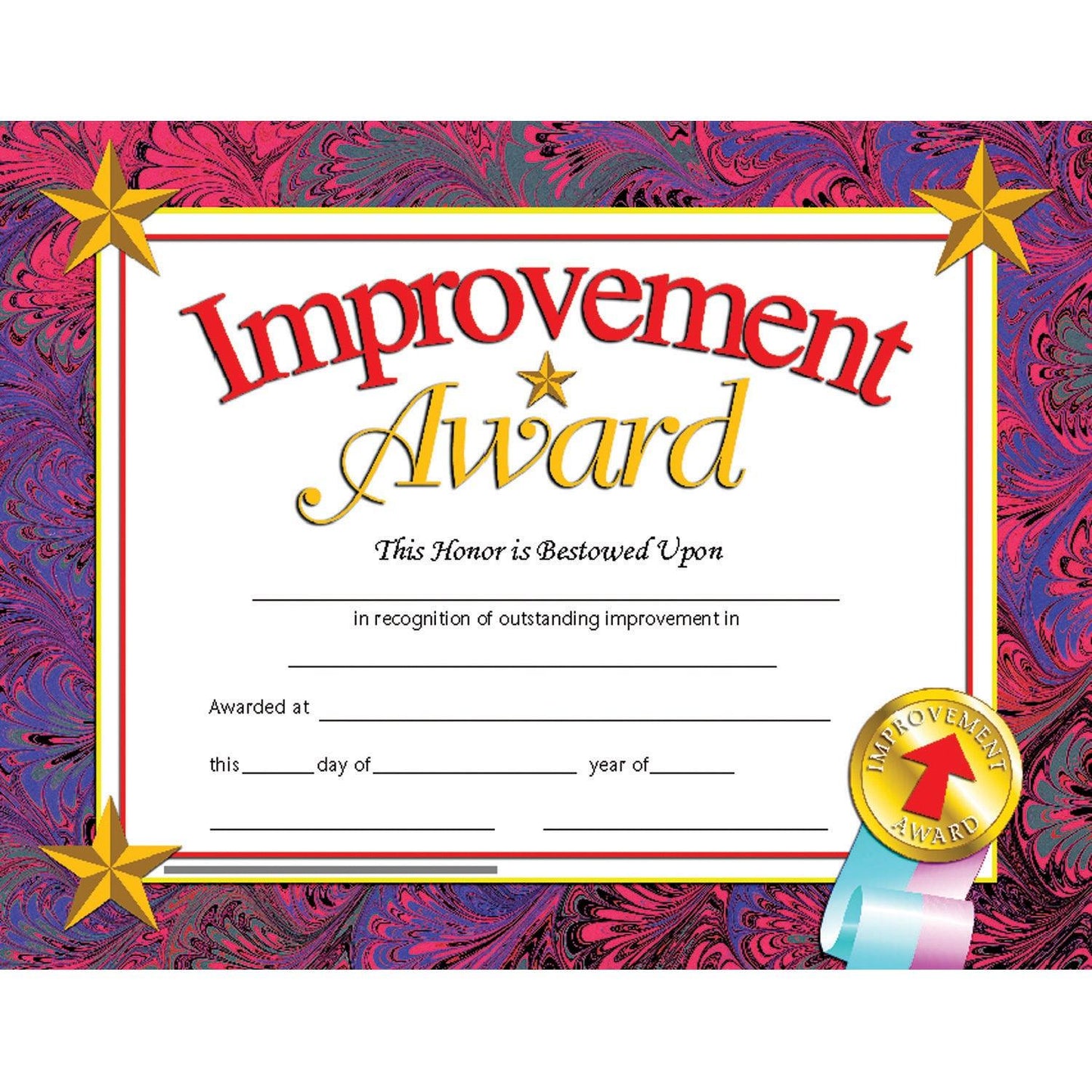 Improvement Award Certificate, 30 Per Pack, 3 Packs - Loomini