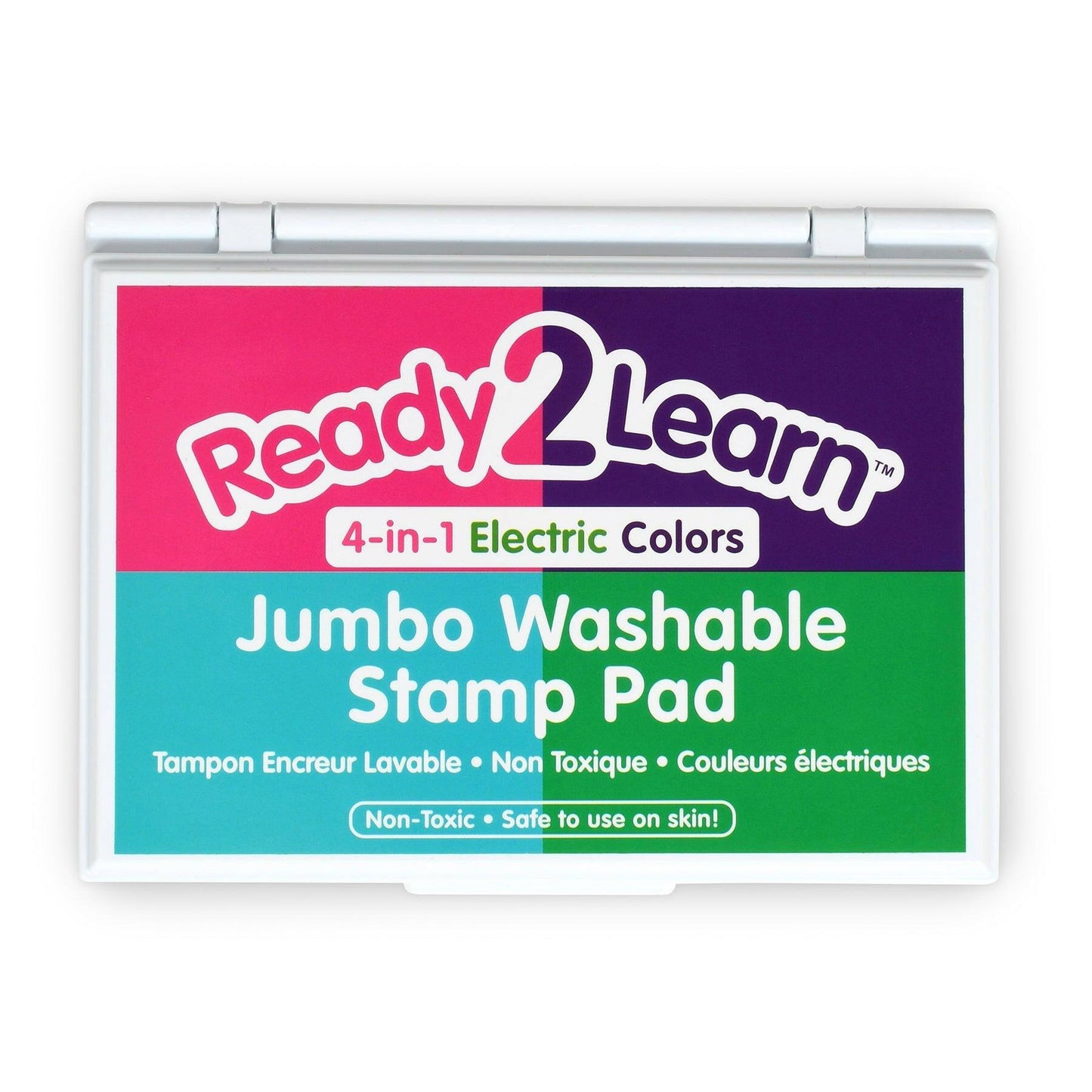 Jumbo Washable Stamp Pad - 4-in-1 Electric Colors - Pack of 2 - Loomini