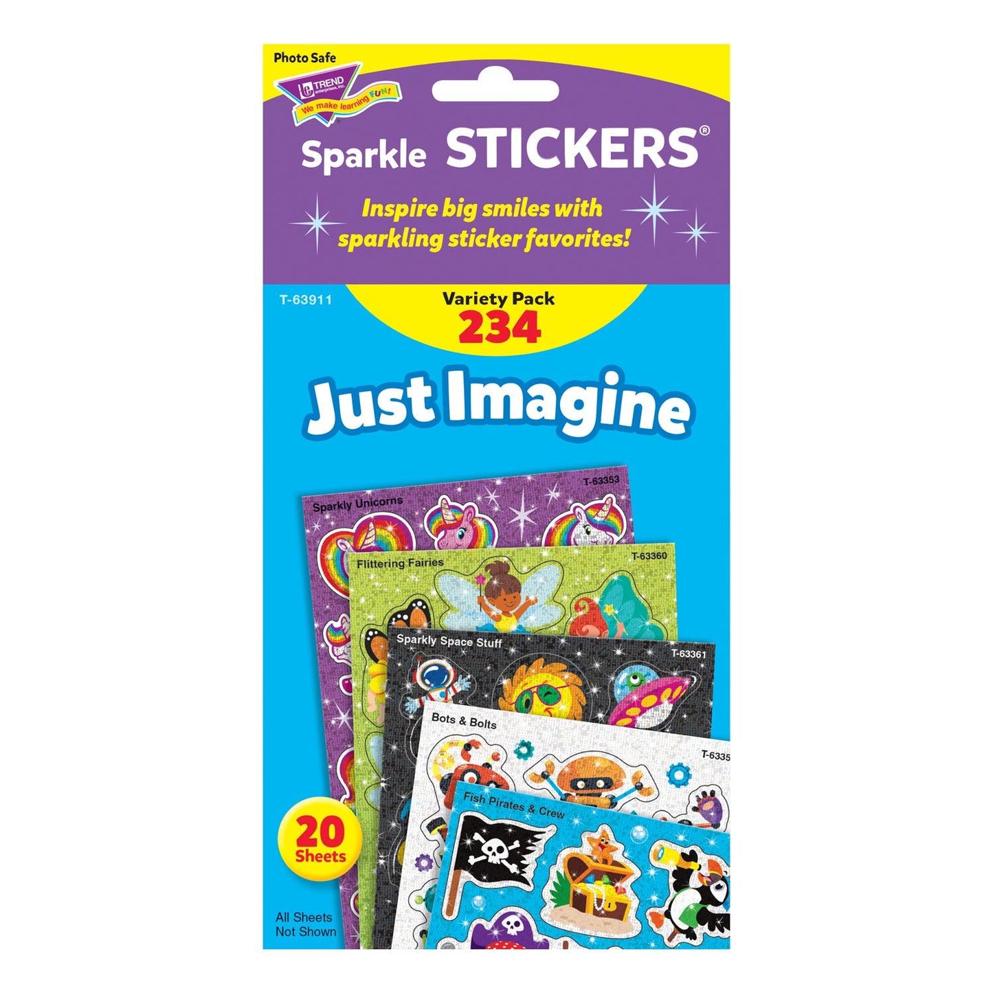 Just Imagine Sparkle Stickers® Variety Pack, 234 Per Pack, 2 Packs - Loomini