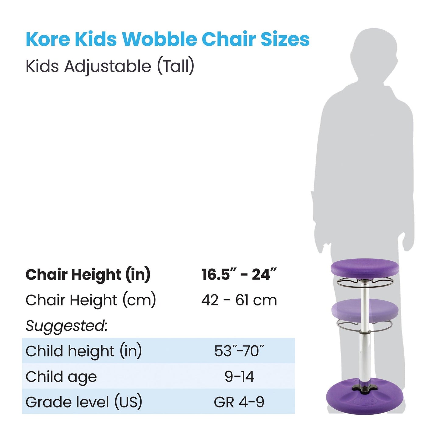 Kids Adjustable Tall Wobble Chair 16.5-24" Purple - Loomini