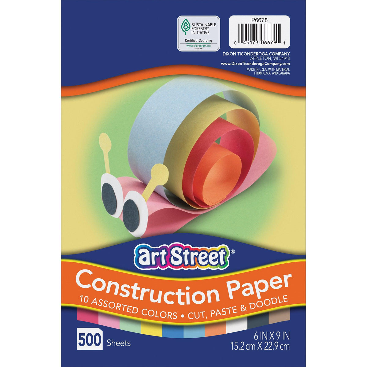 Lightweight Construction Paper, 10 Assorted Colors, 6" x 9", 500 Sheets Per Pack, 2 Packs - Loomini
