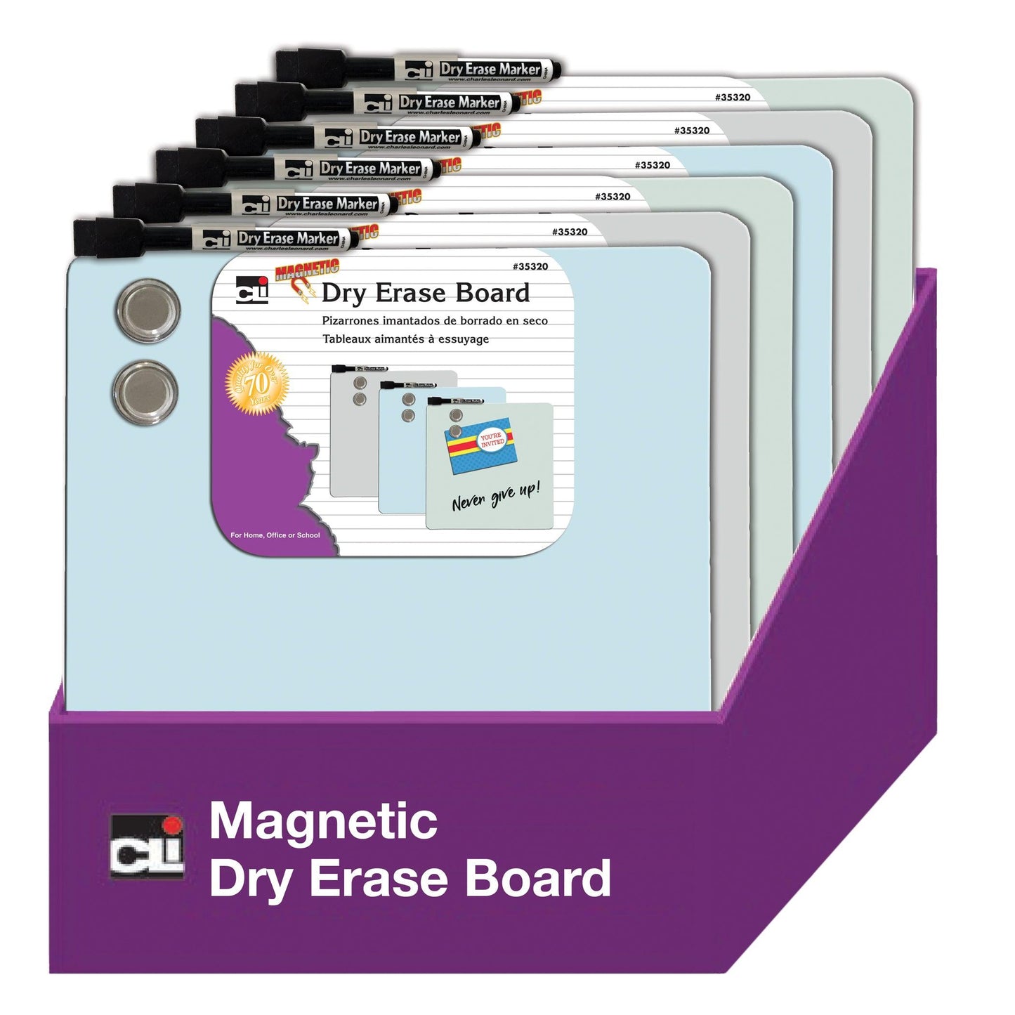 Magnetic Dry Erase Board with Marker & Magnets, Unframed, 11.5" x 11.5", Pack of 6 - Loomini