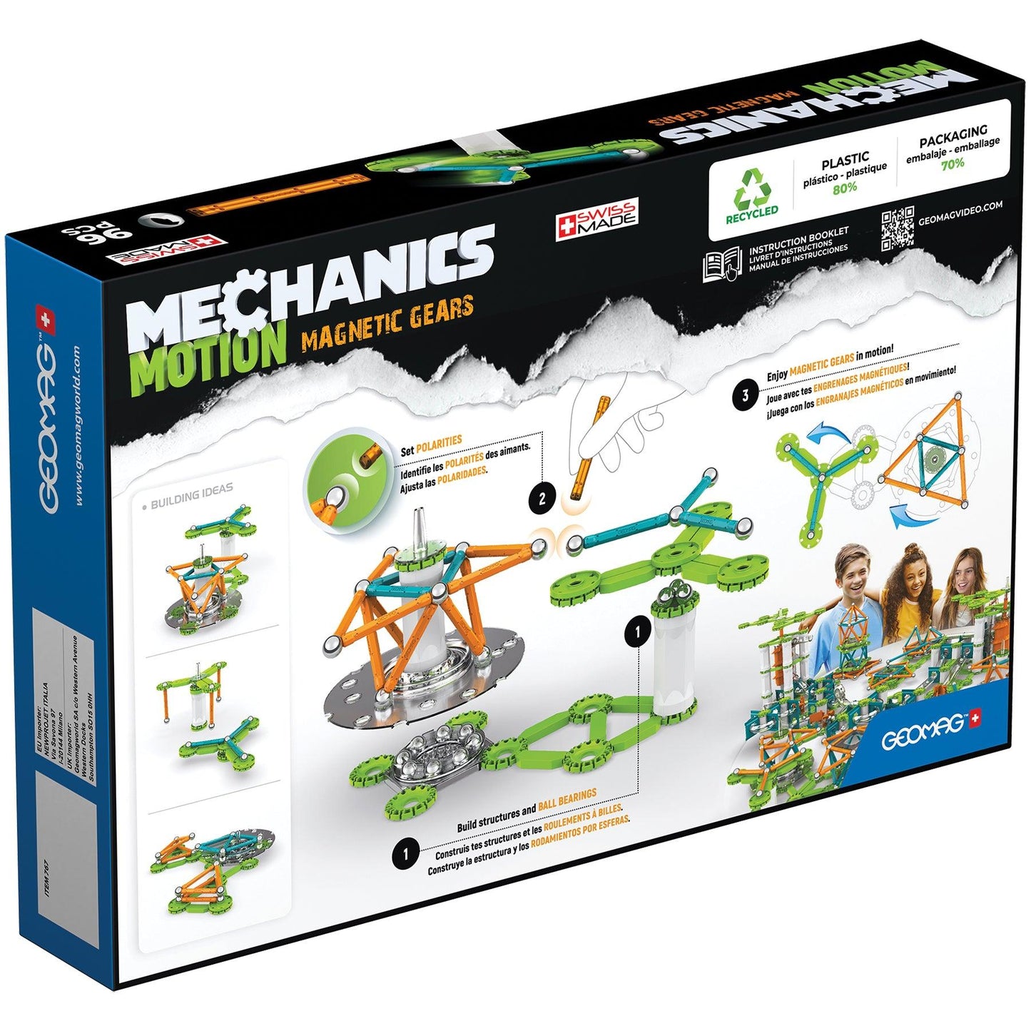 Mechanics Magnetic Gears Recycled, 96 Pieces - Loomini