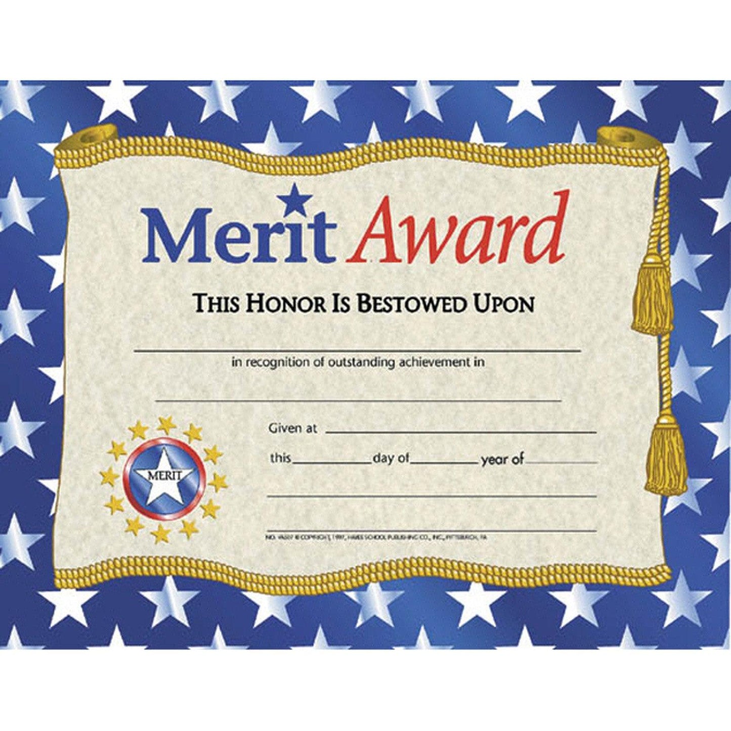 Merit Award Certificate, 8.5" x 11", 30 Per Pack, 3 Packs - Loomini