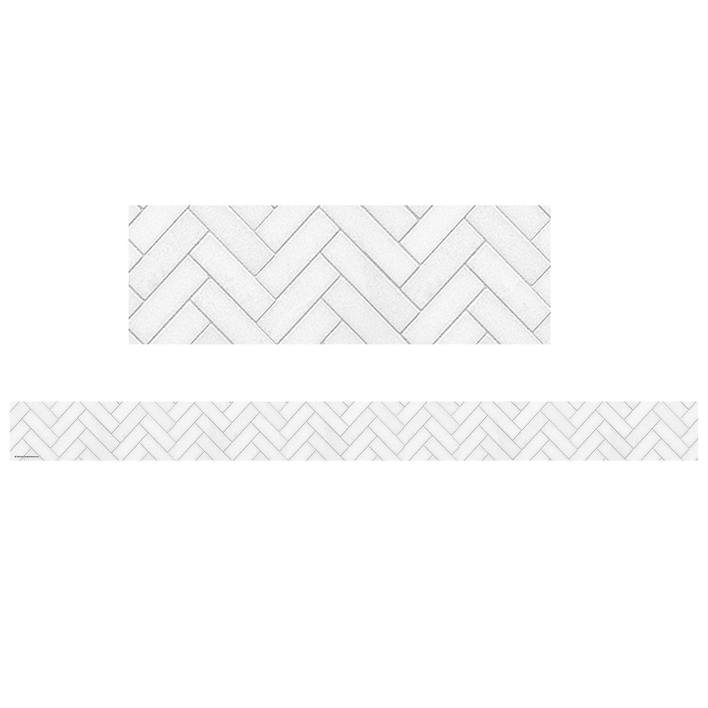 Modern Farmhouse White Herringbone Straight Border Trim, 35 Feet, 6 Packs - Loomini