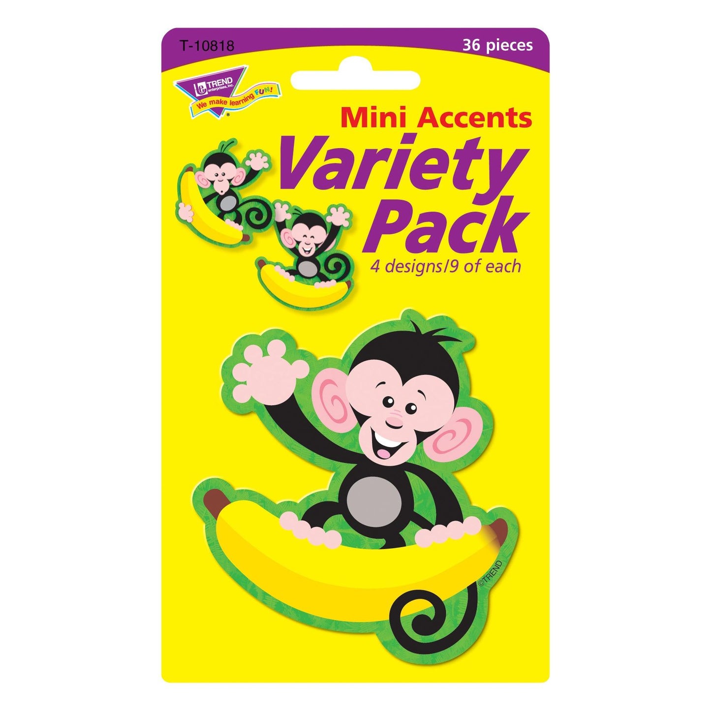 Monkeys and Bananas Mini Accents Variety Pack, 36 Per Pack, 6 Packs - Loomini