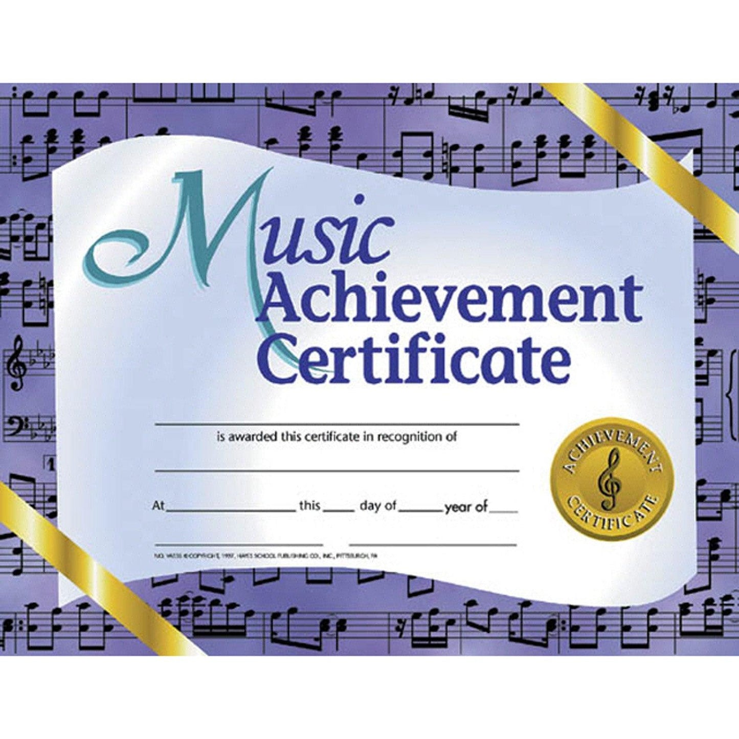 Music Achievement Certificate, 8.5" x 11", 30 Per Pack, 3 Packs - Loomini