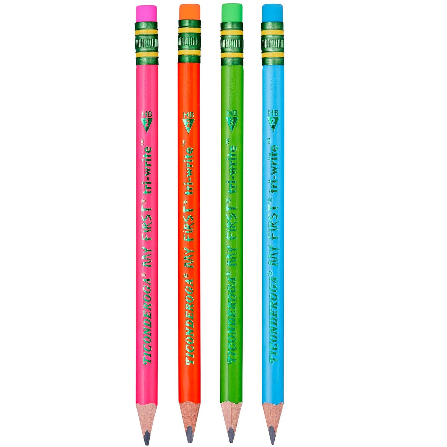 My First® Tri-Write™ Wood-Cased Pencils, Neon Assorted, 12 Per Pack, 2 Packs - Loomini