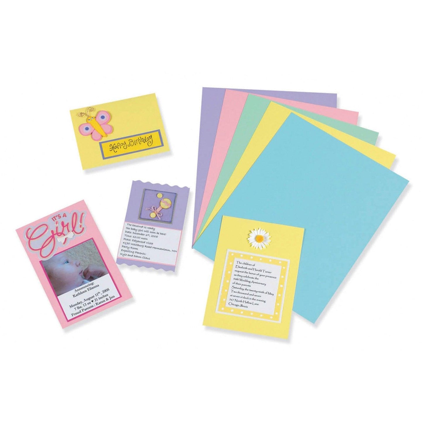 Pastel Card Stock, 5 Assorted Colors, 8-1/2" x 11", 100 Sheets - Loomini