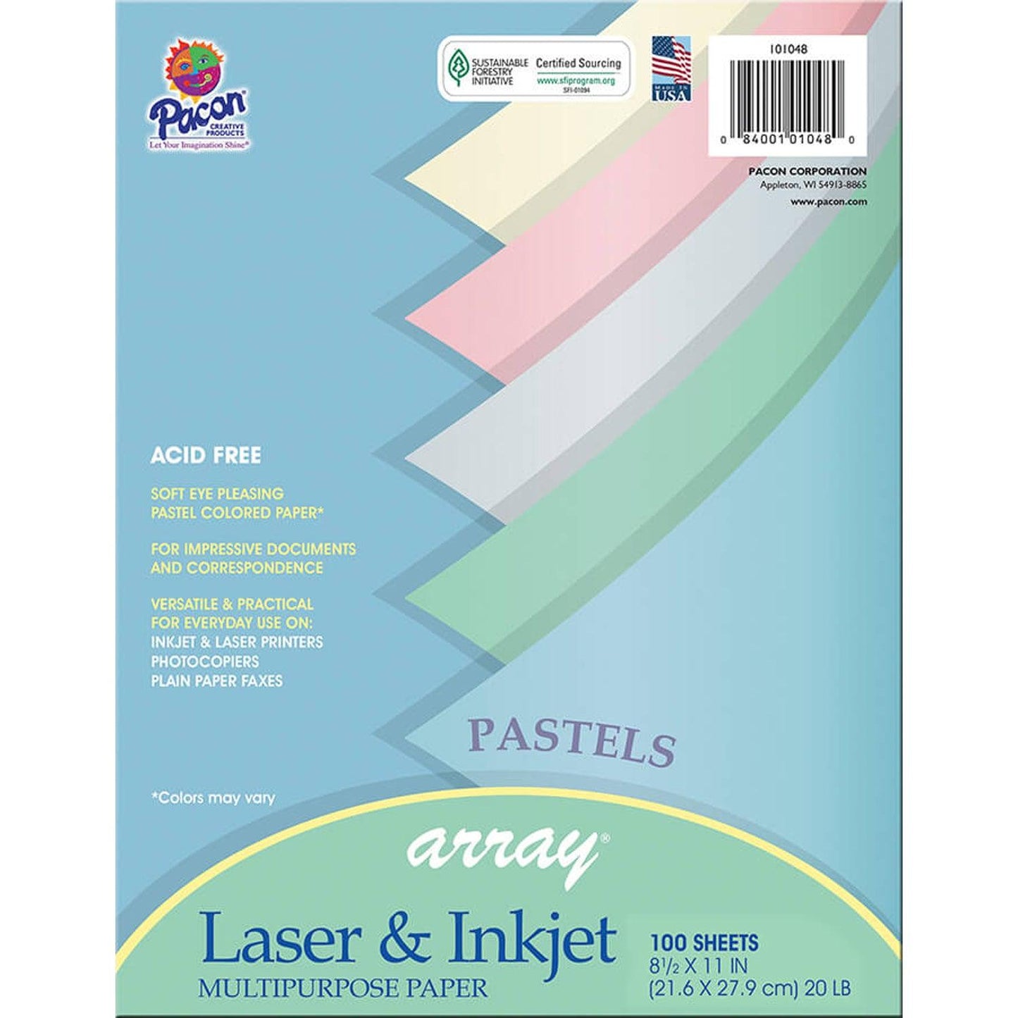 Pastel Multipurpose Paper Array, 8-1/2" x 11", 100 Sheets Per Pack, 3 Packs - Loomini