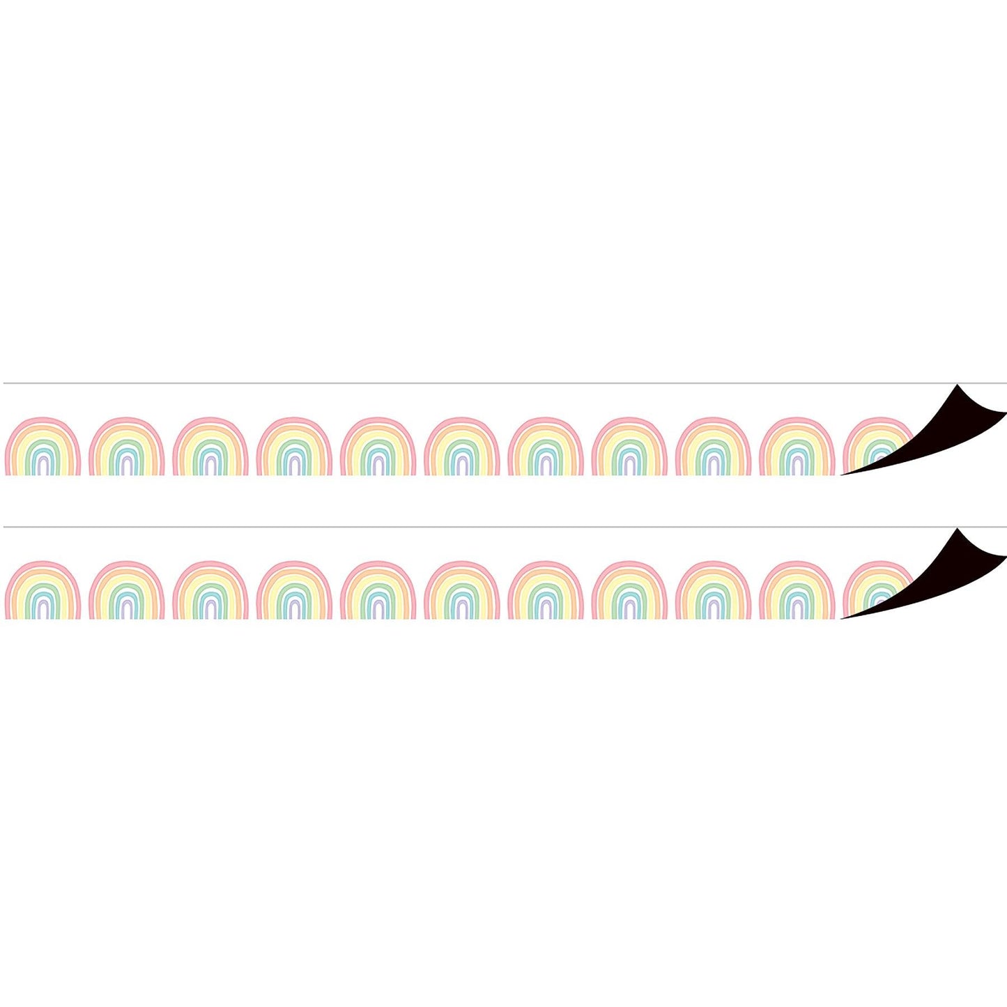 Pastel Pop Rainbows Magnetic Border, 24 Feet Per Pack, 2 Packs - Loomini