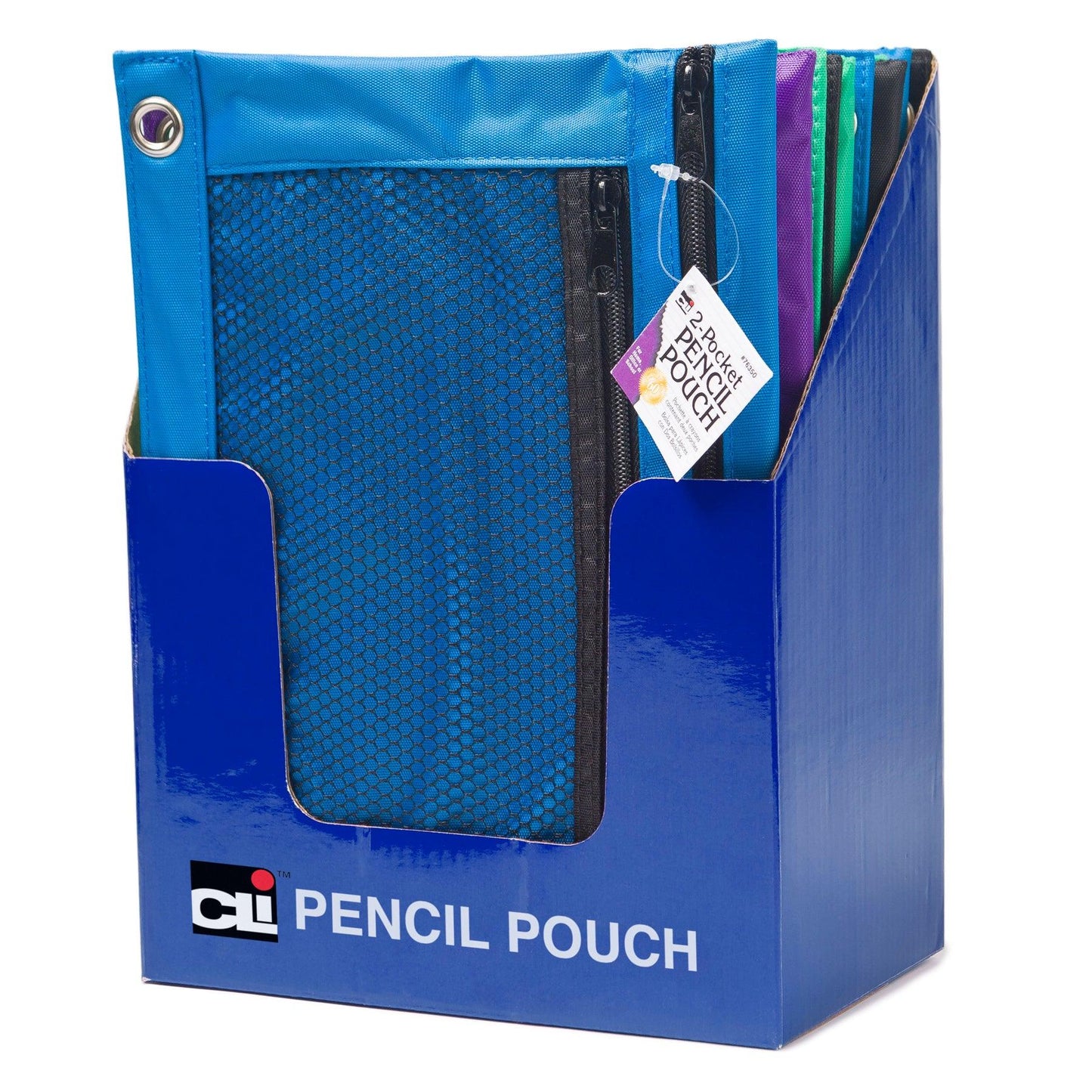 Pencil Pouch, 2 Pocket, Assorted Colors, Pack of 12 - Loomini