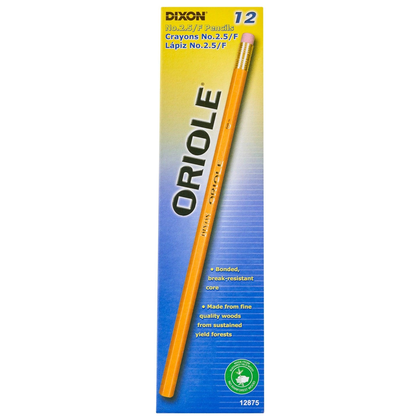 Pencils, No. 2.5 Medium Yellow, Unsharpened, 12 Per Box, 6 Boxes - Loomini