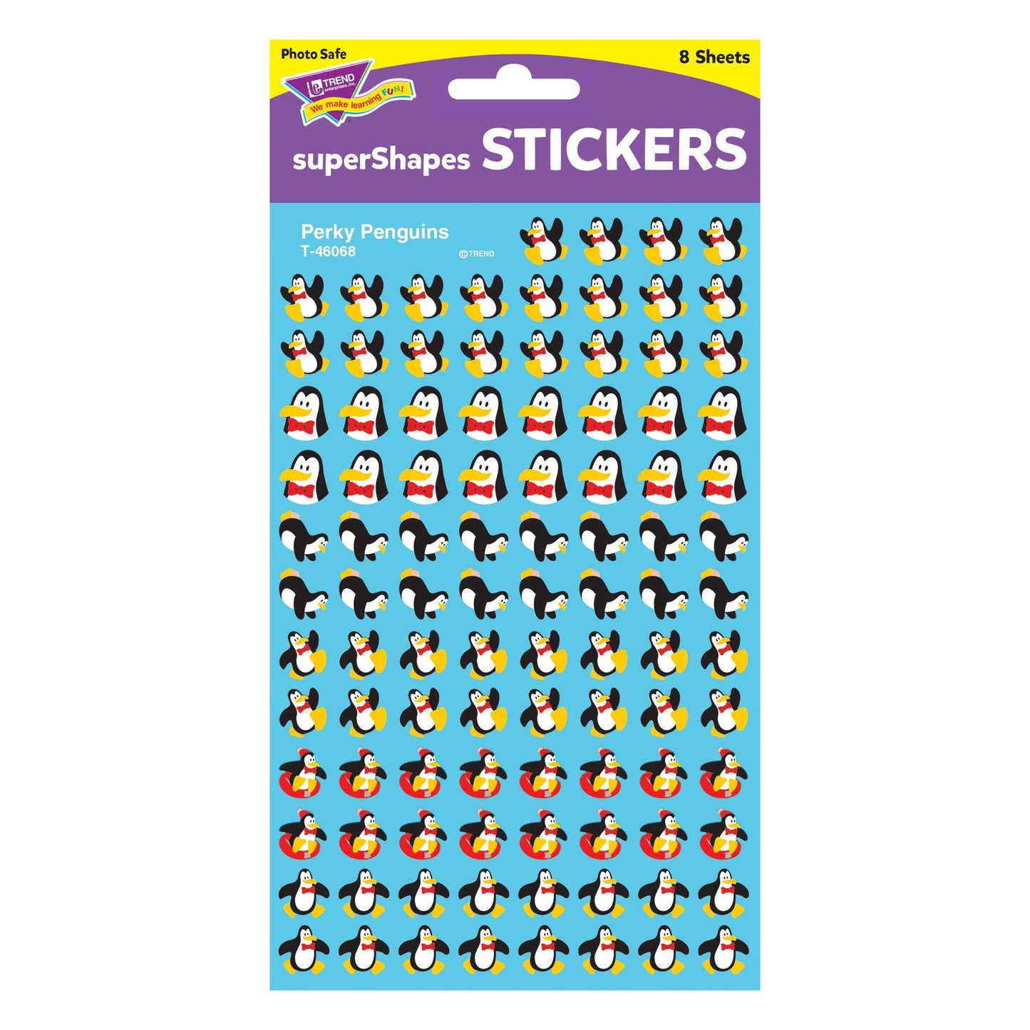 Perky Penguins superShapes Stickers, 800 Per Pack, 6 Packs - Loomini