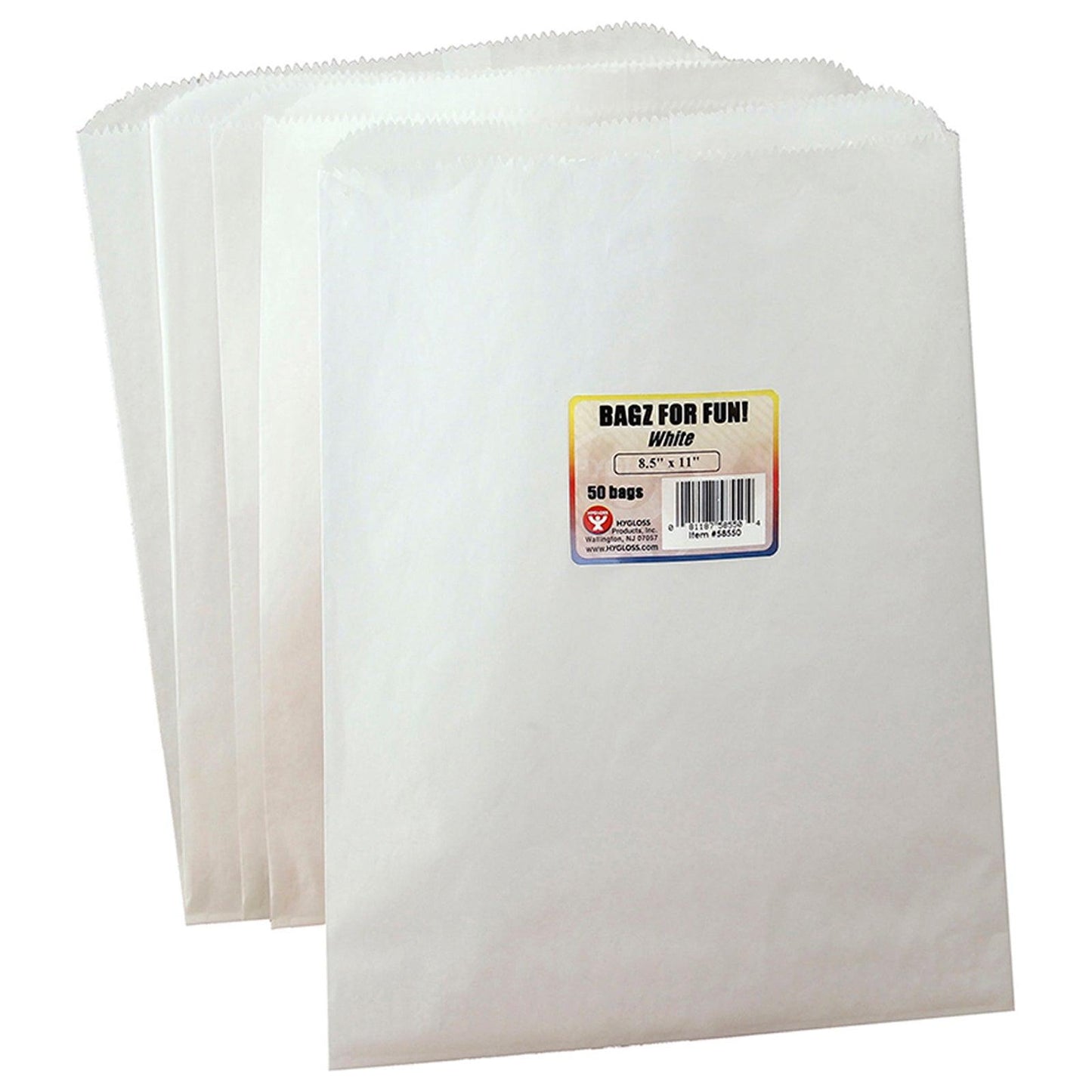 Pinch Bottom Paper Bags, 8.5" x 11", White, 50 Per Pack, 3 Packs - Loomini