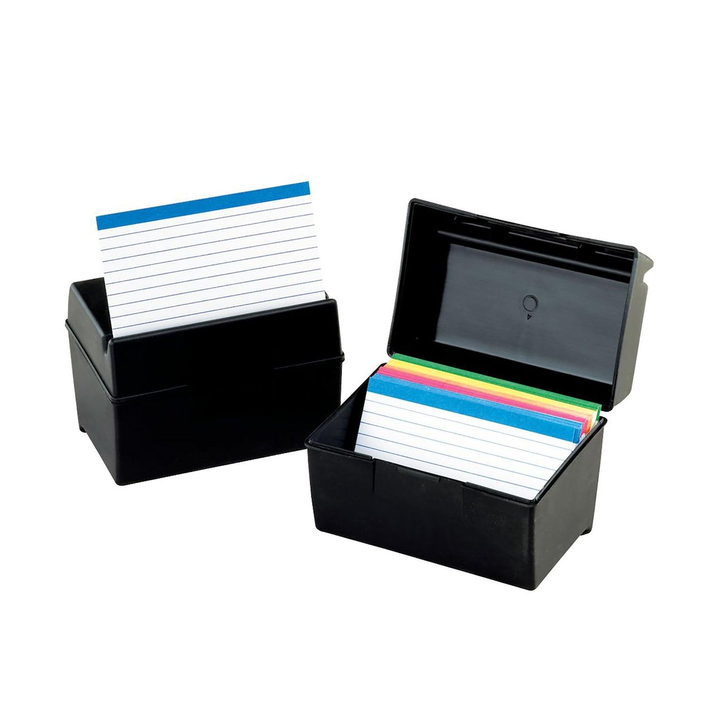 Plastic Index Boxes, 4 x 6, 400 Card Capacity, Black, Pack of 3 - Loomini
