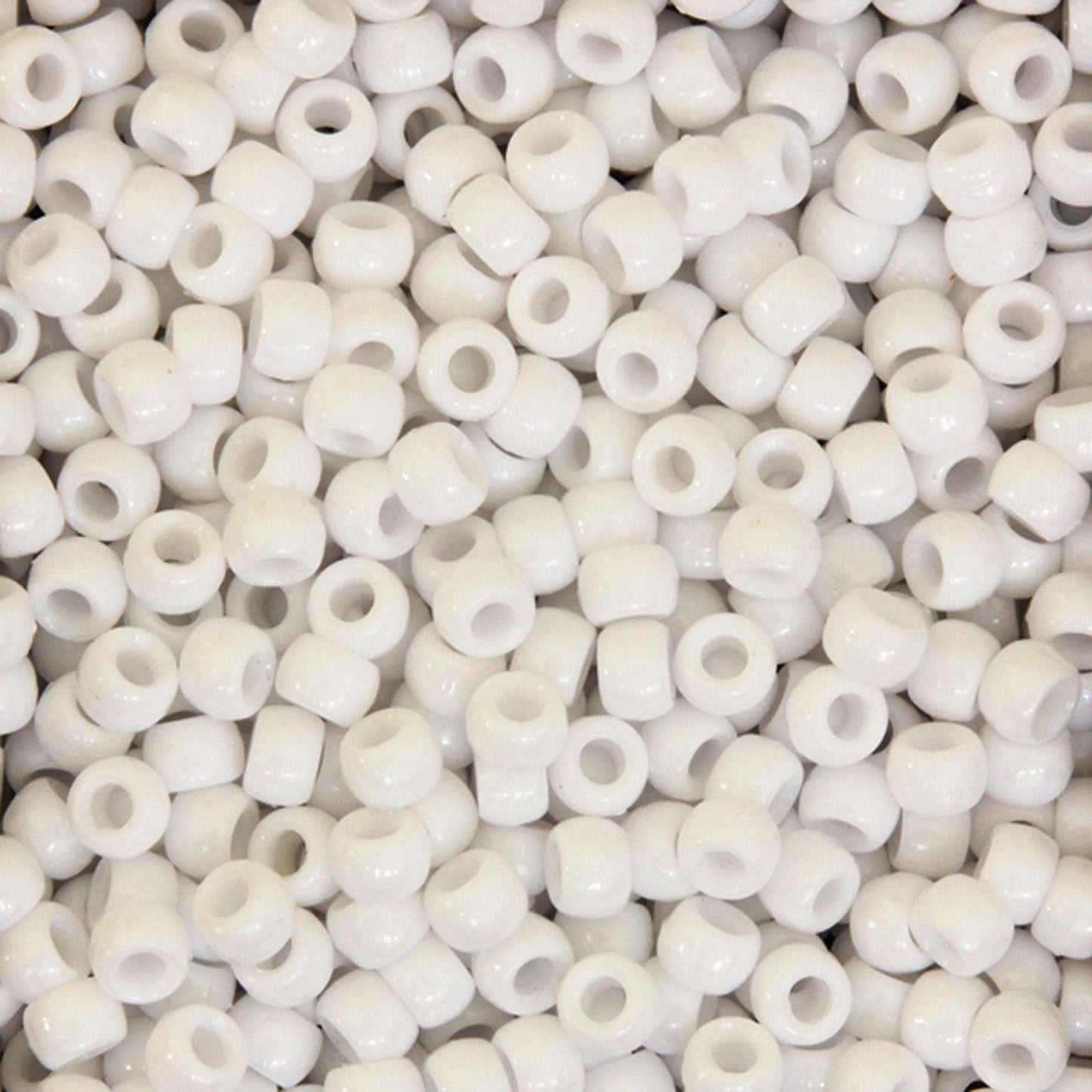 Pony Beads, White, 6 mm x 9 mm, 1000 Per Pack, 3 Packs - Loomini