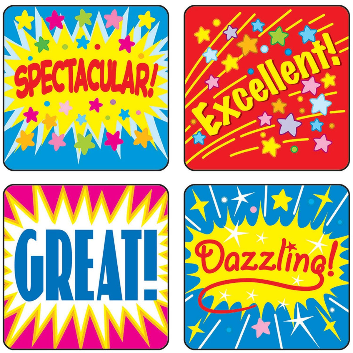 Positive Words Motivational Stickers, 120 Per Pack, 12 Packs - Loomini