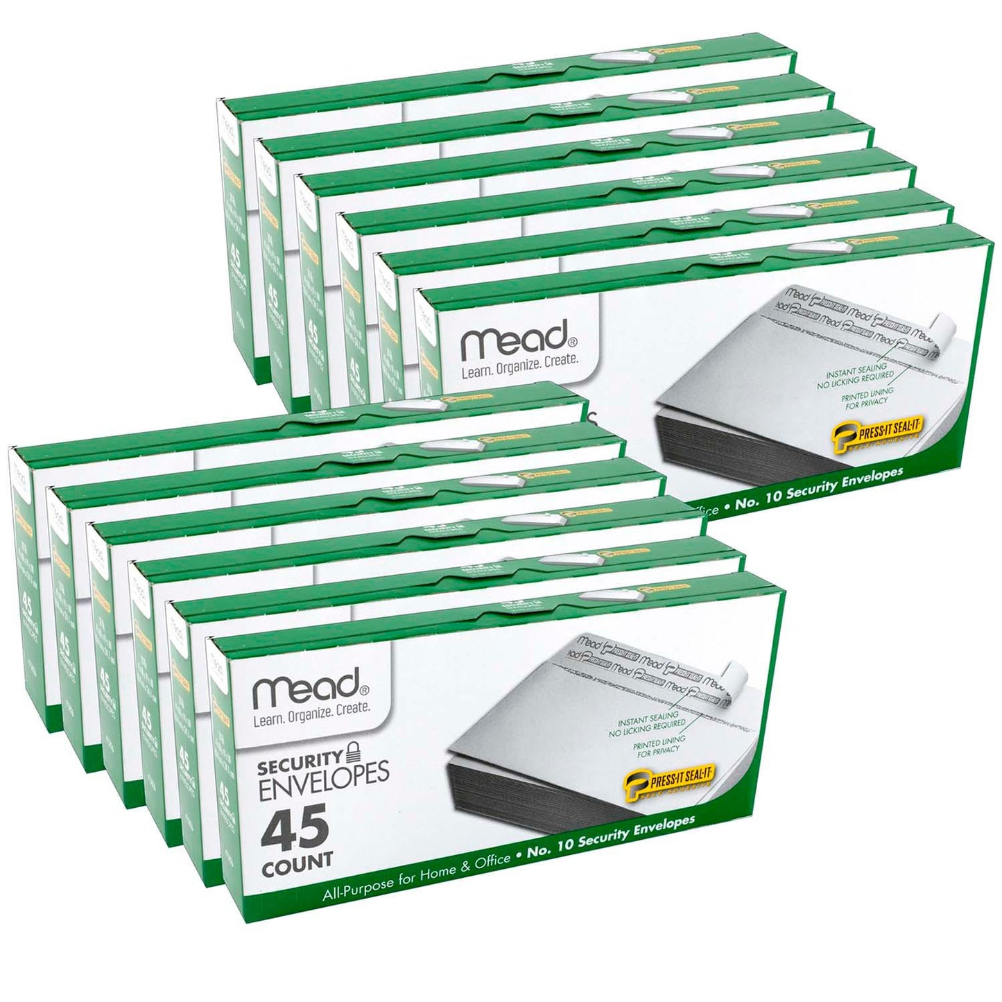Press-It Seal-It® Security Envelopes, #10, 45 Per Box, 12 Boxes - Loomini