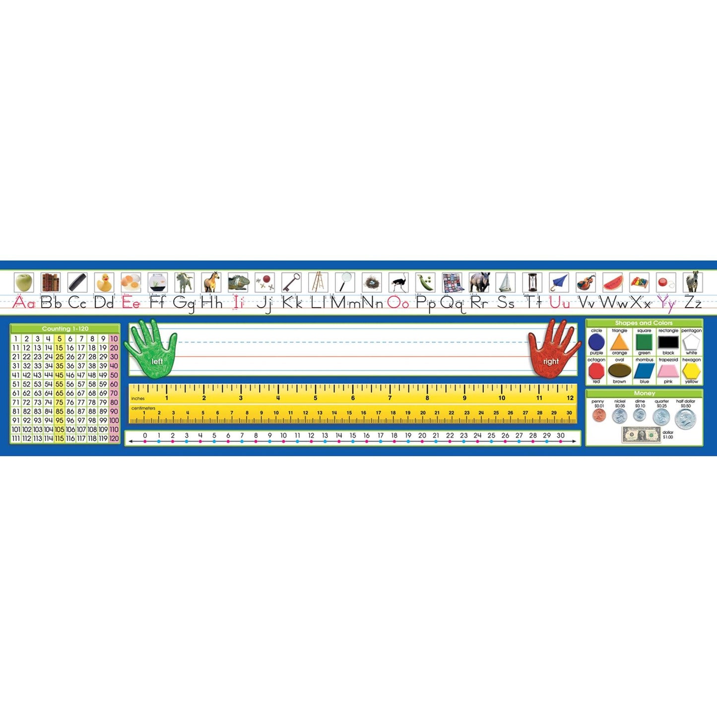 Primary Traditional Manuscript Counting 1-120 Desk Plates, 36 Per Pack, 3 Packs - Loomini