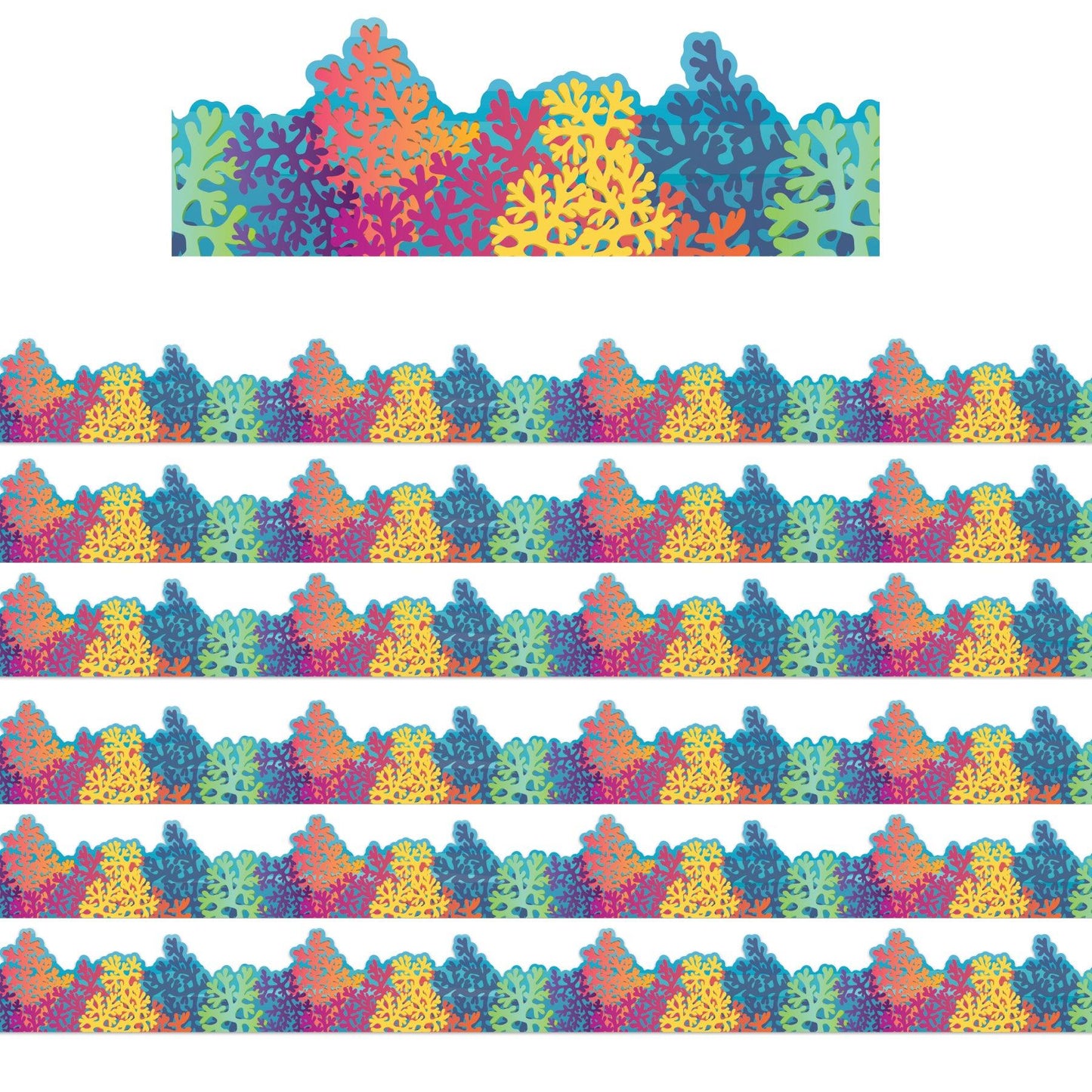 Seas the Day Colorful Coral Reef Extra Wide Die-Cut Deco Trim®, 37 Feet Per Pack, 6 Packs - Loomini
