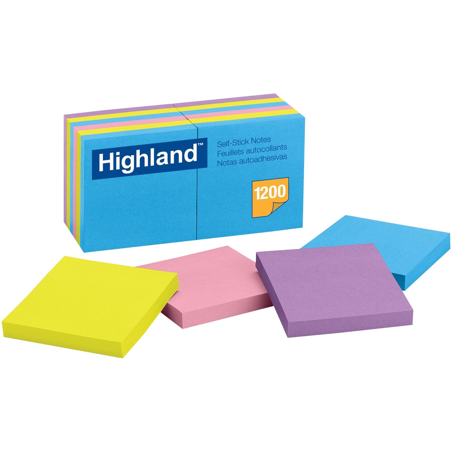 Self-Stick Removable Notes, 3" x 3", Assorted Colors, 12 Pads/Pack, 2 Packs - Loomini