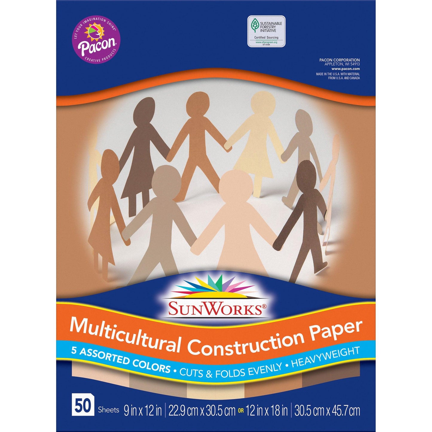 Shades of Me Construction Paper, 5 Assorted Skin Tone Colors, 9" x 12", 50 Sheets Per Pack, 5 Packs - Loomini
