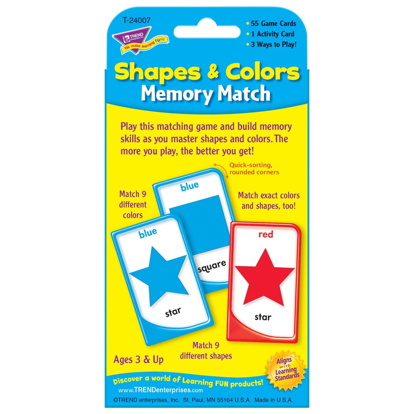 Shapes and Colors Memory Match Challenge Cards, 6 Packs - Loomini